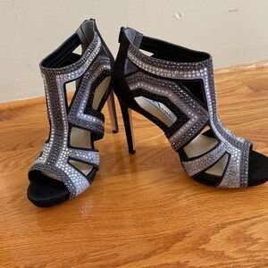 Nina Rhinestone Stiletto Sandals, Never Worn